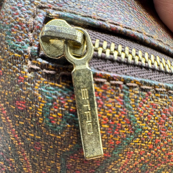 ETRO Milano Paisley Elegant Brown Leather Toiletry / Make Up Bag - Picture 14 of 15